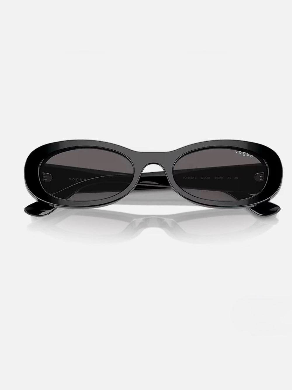 Vogue Black Oval Sunglasses - Glossy Women's Fashion Frames